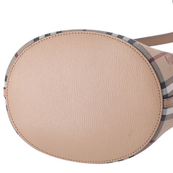 BURBERRY London England Check Bucket Bag Beige Multi Leather - Picture 7 of 9